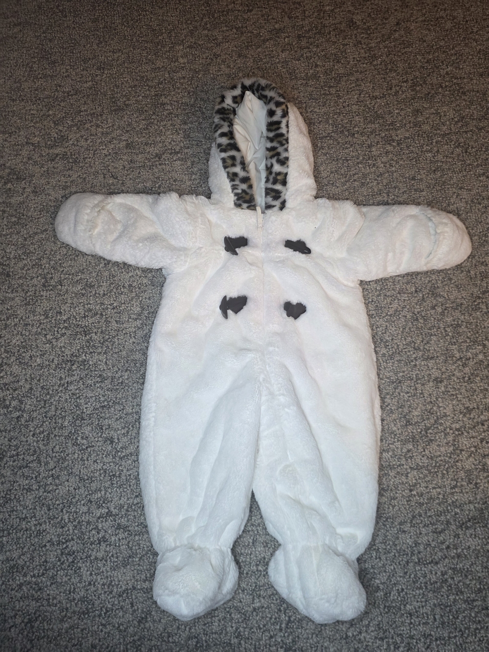 Vintage Le Petite Rothschild Soft Fleece Baby Winter Snowsuit Leopard Trim Hood